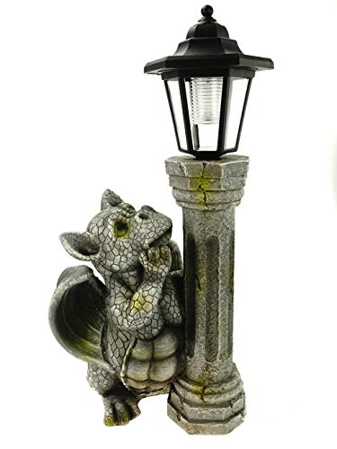 Kremers Schatzkiste Drachenkind mit Solar Laterne Drache Figur Gargoyle Gartenfigur mit Solarlaterne von Kremers Schatzkiste