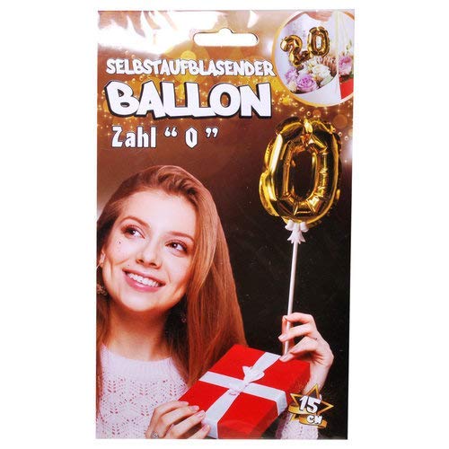 Folien-Ballon"0", selbstaufblasend, gold Kunststoff, ca. 15 cm von Udo Schmidt