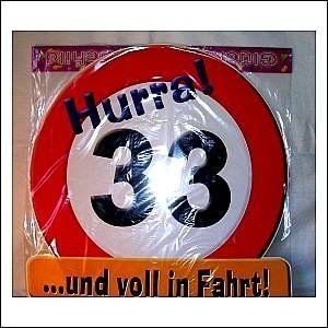 1 RIESEN Schild HURRA ! 33 PAPPE D:50cm von Udo Schmidt
