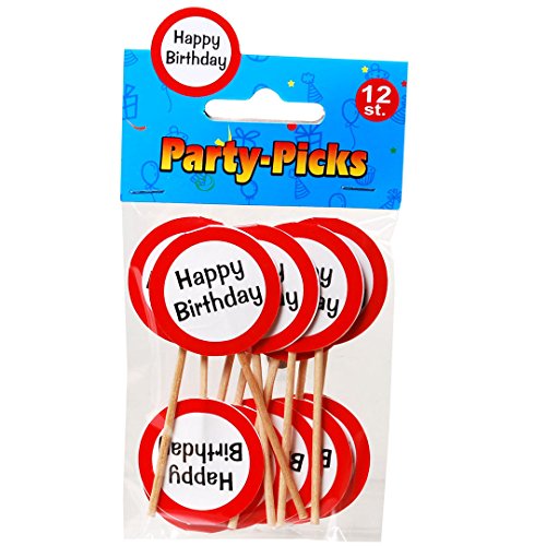 Party Picks Mini Schild Stecker "Happy Birthday" Geburtstagsdeko Sticker Spieße von Udo Schmidt