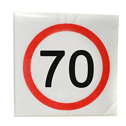 Serviette 33x33cm 12Stück Verkehrschild Zahl 70 von Udo Schmidt