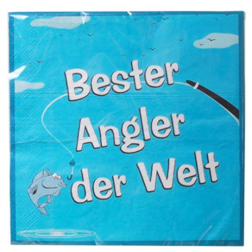 Servietten Bester Angler der Welt 20Stk. 33x33cm Papier Petri Heil US283 von Udo Schmidt