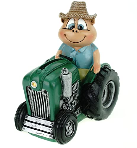 Udo Schmidt Spardose Bauer auf Traktor 15 cm Bauernhof Träcker, Mehrfarbig, 12 x 11 x 8 cm von Udo Schmidt