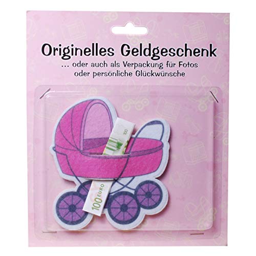 Udo Schmidt wunderschönes Geldgeschenk,Spardose Kinderwagen aus Filz Zur Geburt/rosa von Udo Schmidt