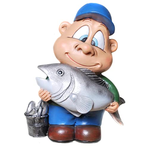 wunderschöne große Spardose Angler mit Fisch Hobby Angeln,ca. 20 cm groß mit Gummipfpfen von Udo Schmidt