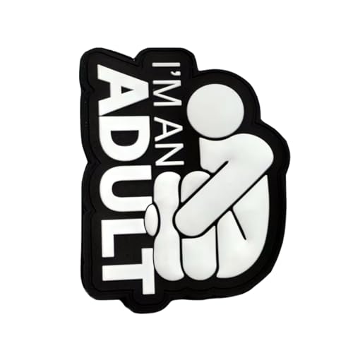 PVC Patches Klett Militär Fun Patch Für Taktische Kleidung Rucksack Baseballkappe Weste Hundegeschirr (I'm An Adult) von Ueiwffzo