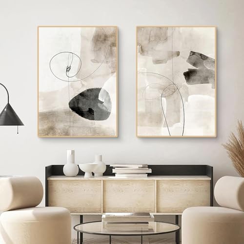 Ueiwffzo 2er Poster Set Wandbilder Abstrakt Bilder Wohnzimmer, Einfach Marmor Linien Wandbild Wandposter Bilder Set Leinwand Schlafzimmer Decor, Ohne Rahmen (21x30cm) von Ueiwffzo