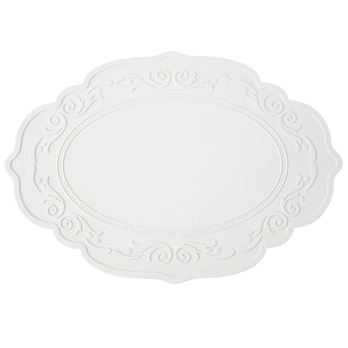 Ueiwffzo 2er Set Tischsets Abwaschbar, Silikon Platzsets Abwischbar,43 * 30cm Hitzebeständig Platzdeckchen Tischuntersetzer rutschfes (Weiß) von Ueiwffzo