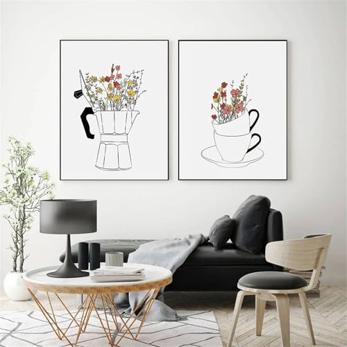 Ueiwffzo 2er Weihnachts Poster Set, Thema Kaffee Wandbilder Premium Leinwandbilder Kunstdruck Boho für Wohnzimmer Schlafzimmer Deko (30 x 40 cm) von Ueiwffzo