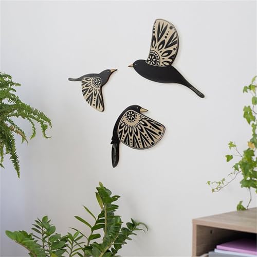Ueiwffzo 3 Stück Kolibri Wanddekoration Holz, Kolibri Deko Wand 3D Kolibri Kolibri Zum Aufhängen Vögel Wanddeko Home Office Schlafzimmer Dekoration Wandkunst Dekor Wandskulptur von Ueiwffzo