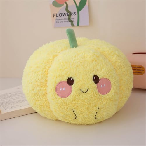 Ueiwffzo 3D Kürbis Kissen, Kürbis Kissen Halloween, Kürbis Deko, Halloween Deko, Halloween Kissen, Gefüllte Spielzeuge Home Decoration, Sofa Dekoration (Gelb,32cm) von Ueiwffzo