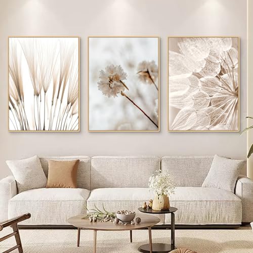 Ueiwffzo 3er Beige Poster Set, Leinwand Modern Poster Set Wandbilder Boho Wandbild Bilder Set Wohnzimmer Decor, Ohne Rahmen (50x70cm) von Ueiwffzo