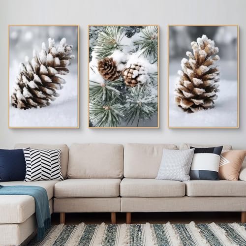 Ueiwffzo 3er Poster Set, Winter Deko Wand Bilder, Exklusive Leinwandbilder Poster & Kunstdrucke, Premium Weihnachtsbilder für Wanddeko im Wohnzimmer und Schlafzimmer, Ohne Rahmen (21 x 30 cm) von Ueiwffzo