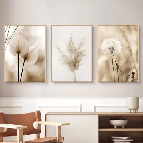 Ueiwffzo 3er Set Poster Bilder Wandbilder Wohnzimmer Leinwand Bilder Boho Deko Poster Kunstdrucke Poster Beige Ohne Rahmen Wanddeko Deko Schlafzimmer (stilA,50 * 70cm) von Ueiwffzo