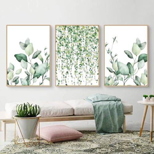 Ueiwffzo 3er Set Poster Deko Schlafzimmer Wandbilder Wohnzimmer, Poster Kunstdrucke Bilder Schlafzimmer Bilder Poster Aesthetic Deko Grün Ohne Rahmen (30 * 40cm) von Ueiwffzo