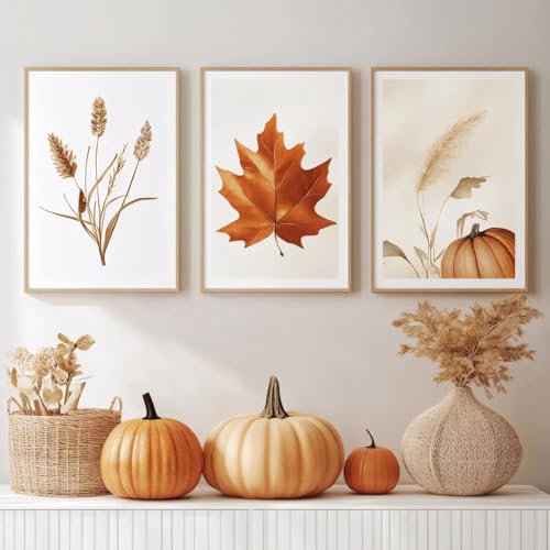 Ueiwffzo 3er Set Poster & Kunstdrucke, Bilder Wohnzimmer, Exquisite Leinwandbilder Herbstbilder Dekoration, Stilvolle Herbst Poster Set für Schlafzimmer Wohnzimmer, ohne Rahmen (21 x 30 cm) von Ueiwffzo