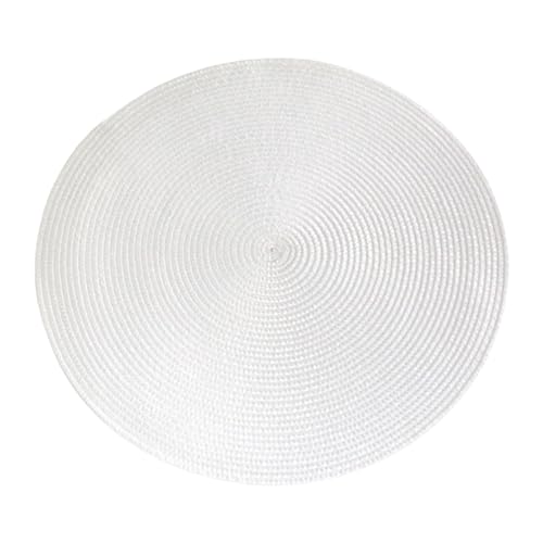 Ueiwffzo 4 Stück Tischset Rund, 38 cm gewebt Platzset Abwaschbar, Tischwäsche, Platzdeckchen für Esszimmer küche Speisetisch Hotel (Weiß) von Ueiwffzo