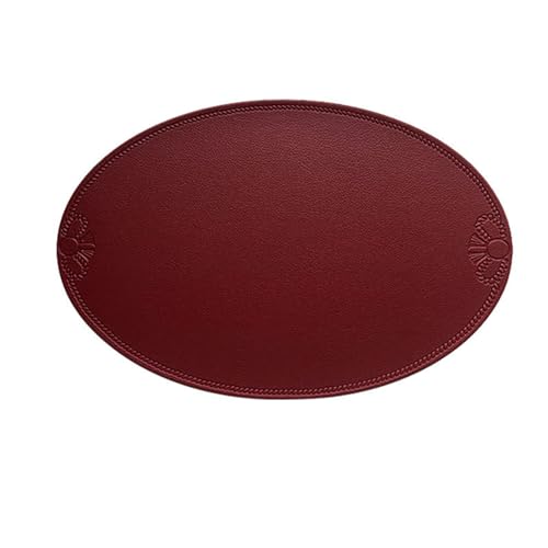 Ueiwffzo 4er/6er Set Tischset Leder Platzsets Abwaschbar Hitzebeständig rutschfest, Platzdeckchen Oval Platzmatten Tischdeko für Küche Hotel (Weinrot,6 Stück) von Ueiwffzo