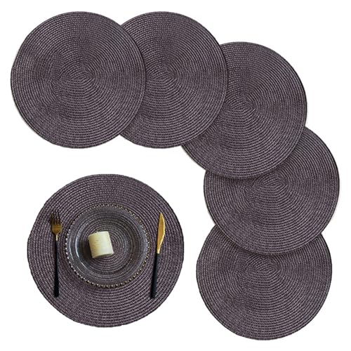 Ueiwffzo 4er/6er Set Tischsets Abwaschbar, Platzsets Rund Hitzebeständig Platzdeckchen PVC Tischuntersetzer für Küche Restaurant Dekor (Curry dunkel,6 Stück) von Ueiwffzo