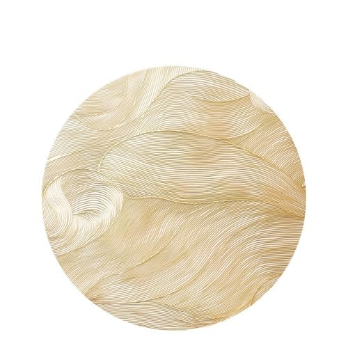 Ueiwffzo 4er Rund Tischsets Abwischbar 38cm PVC Platzset Wasserdicht Platzdeckchen Abwaschbar Platzset Platzdeckchen Platzset für Hause Küche Restaurant (Golden) von Ueiwffzo