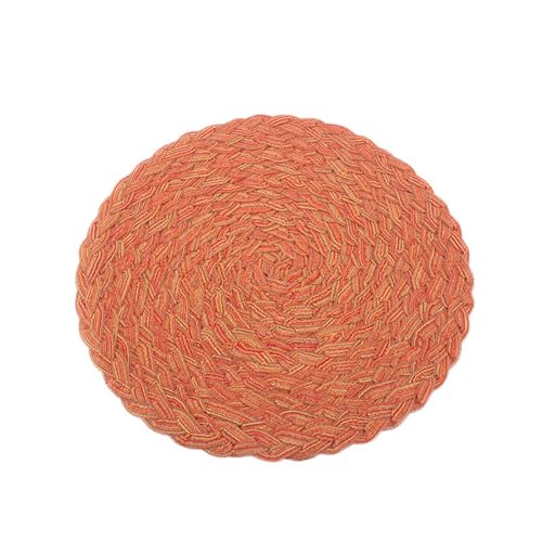 Ueiwffzo 6er Set Platzsets Abwaschbar Rund Tischsets 38cm Hitzebeständigem Tisch Tischsets Waschbar für Küche Abendessen (Orange) von Ueiwffzo