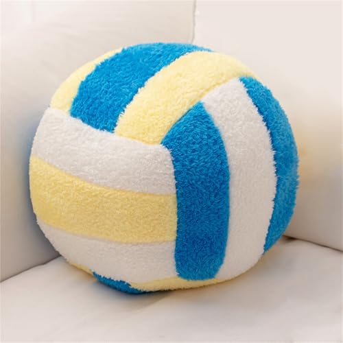 Ueiwffzo Ball Kissen, 3D Volleyball Rundes Kissen, Flauschiges Plüschkissen, Deko Kissen Pillow Weiche Füllkissen Kopfkissen Sofakissen Zierkissen Couchkissen Für Kinderzimmer Deko (Blau,20cm) von Ueiwffzo