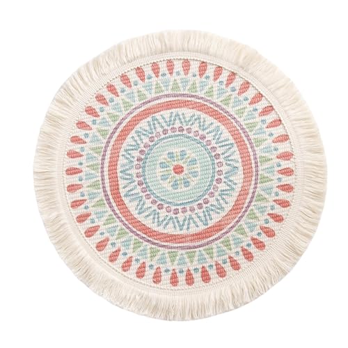 Ueiwffzo Boho Tischsets Abwaschbar 2er Set Platzsets mit Quaste Rund Hitzebeständig rutschfest Platzdeckchenn 33cm Platzset für Esszimmer, Küche, Party,Hochzeit usw (3#) von Ueiwffzo