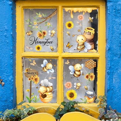 Ueiwffzo Fensterbilder Selbstklebend Fenstersticker Kinder, Niedliche Biene Fensterfolie Vogelschutz Fensteraufkleber, Bunt Fensterfolie Fensterdeko für Kinderzimmer Zuhause Ueiwffzo Fensterbilder Selbstklebend Fenstersticker Kinder, Niedliche Biene Fensterfolie Vogelschutz Fensteraufkleber, Bunt Fensterfolie Fensterdeko für Kinderzimmer Zuhause von Ueiwffzo