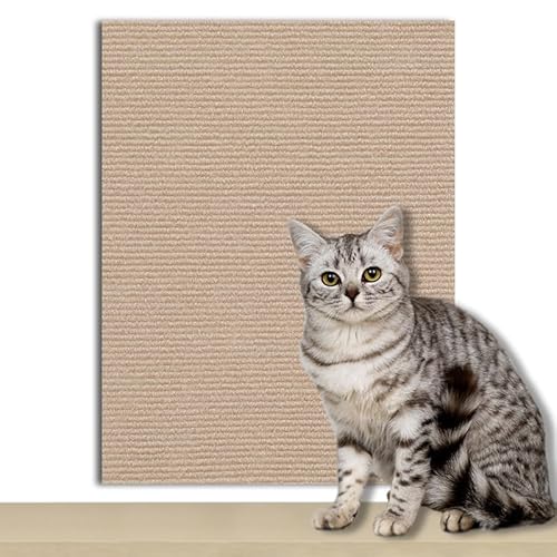 Ueiwffzo Kratzmatte Katze Selbstklebend, Kratzschutz Katze Sofa, Kratzteppich für Katze, Katzenkratzmatte für Sofa, Möbel, Tür, Wand (30 * 30cm,Khaki) von Ueiwffzo