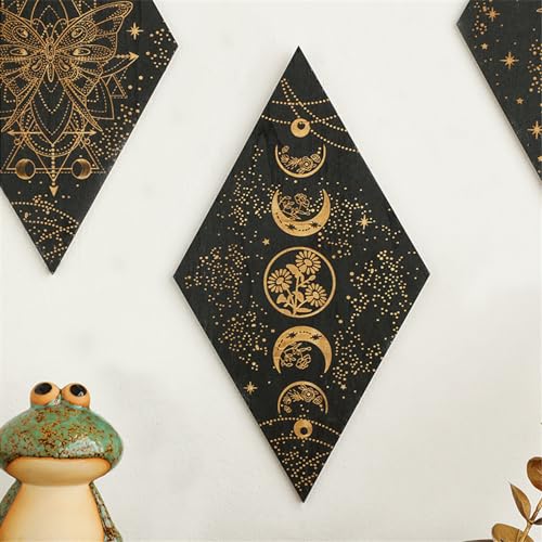 Ueiwffzo Mondphasen Wanddeko Mandala Holz Boho Wand Deko Wanddekoration Kunstdekoration Wandbehang für Schlafzimmer Esszimmer Wohnzimmer Büro Küche Korridor (C) von Ueiwffzo