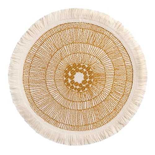 Ueiwffzo Runde Platzsets 2er Set Platzdeckchen Hitzebeständige Geflochtene Platzsets für Küchentisch 33cm Runde Waschbare Hochzeit Tischsets (2#) von Ueiwffzo