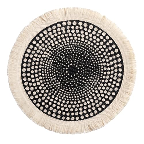 Ueiwffzo Runde Platzsets 2er Set Platzdeckchen Hitzebeständige Geflochtene Platzsets für Küchentisch 33cm Runde Waschbare Hochzeit Tischsets (3#) von Ueiwffzo