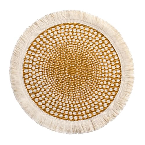 Ueiwffzo Runde Platzsets 2er Set Platzdeckchen Hitzebeständige Geflochtene Platzsets für Küchentisch 33cm Runde Waschbare Hochzeit Tischsets (4#) von Ueiwffzo