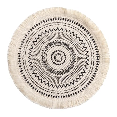 Ueiwffzo Runde Platzsets 2er Set Platzdeckchen Hitzebeständige Geflochtene Platzsets für Küchentisch 33cm Runde Waschbare Hochzeit Tischsets (5#) von Ueiwffzo