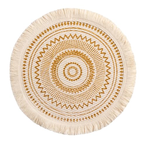 Ueiwffzo Runde Platzsets 2er Set Platzdeckchen Hitzebeständige Geflochtene Platzsets für Küchentisch 33cm Runde Waschbare Hochzeit Tischsets (6#) von Ueiwffzo