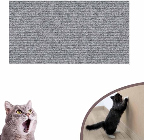 Ueiwffzo Selbstklebend Kratzteppich Katze Wand, Kratzmatte Katze, Kratzbretter Katze Wand, Kratzbrett Katzen, DIY Trimmbarer Teppich Matte Pad Katzenkratzbretter Katzenkratzmatte (40*200cm,Hellgrau) von Ueiwffzo