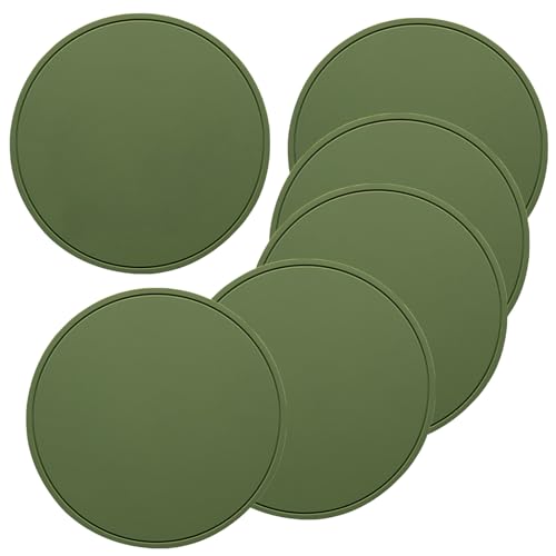 Ueiwffzo Silikon Untersetzer 4/6er Set, Rund Silikon Untersetzer Teller, 16cm Abwaschbar Getränkeuntersetzer, Runde Glasuntersetzer für Getränke Bar Tassen Gläser Tischuntersetzer (Grün,6er) von Ueiwffzo