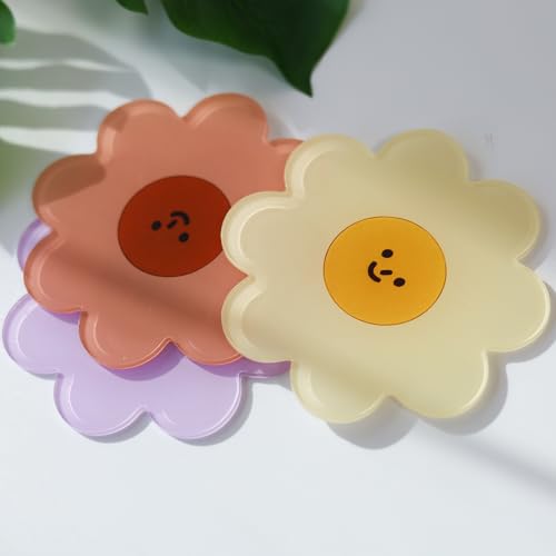 Ueiwffzo Sonnenblume Untersetzer Set, 3 Stück Acryl Untersetzer, 10cm Untersetzer Für Gläser, Untersetzer Boho Untersetzer, Kaffee Tassenunterlage Tischdekoration Für Büro Esstisch von Ueiwffzo