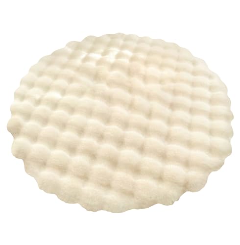 Ueiwffzo Teppich Wohnzimmer Waschbare Teppiche Flauschiger Kunstfell Shaggy Teppich, Runde Plüsch Teppiche für Schlafzimmer Balkon Deko (Weiß,Durchmesser 40cm) von Ueiwffzo