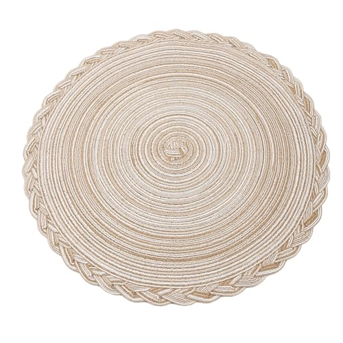 Ueiwffzo Tischsets 4er Set Rund Gewebte Platzsets Platzdeckchen rutschfest Teller-Untersetzer für Küche Esszimmer Hochzeit Bauernhaus Tisch Dekoration (A) von Ueiwffzo