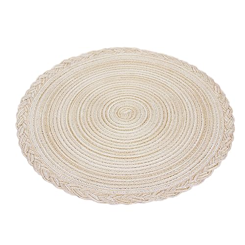 Ueiwffzo Tischsets 4er Set Rund Gewebte Platzsets Platzdeckchen rutschfest Teller-Untersetzer für Küche Esszimmer Hochzeit Bauernhaus Tisch Dekoration (E) von Ueiwffzo