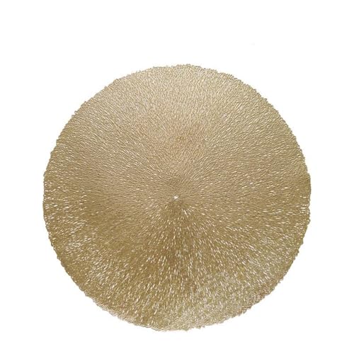 Ueiwffzo Tischsets 4er Set Rund Platzsets Abwaschbar 38cm PVC Platzdeckchen rutschfest Teller-Untersetzer für Küche Esszimmer Hochzeit Bauernhaus Tisch Dekoration (Golden) von Ueiwffzo