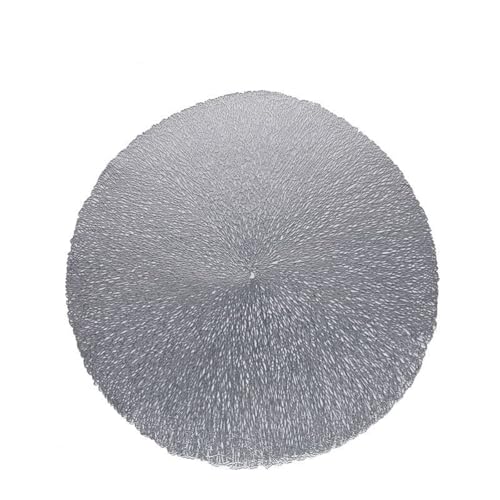 Ueiwffzo Tischsets 4er Set Rund Platzsets Abwaschbar 38cm PVC Platzdeckchen rutschfest Teller-Untersetzer für Küche Esszimmer Hochzeit Bauernhaus Tisch Dekoration (Silber) von Ueiwffzo