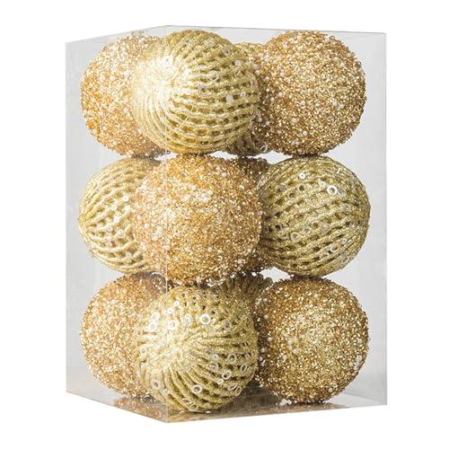 Ueiwffzo Weihnachtskugeln 8tlg. 12cm Plastik Christbaumkugeln Set Christbaumschmuck für Weihnachtsbaum Dekoration Weihnachtsdeko Hausdeko Weinachtskugelset (Golden) von Ueiwffzo