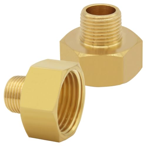 Uenede Messing Gartenschlauchadapter 1,9 cm GHT weiblich auf 3/8 Zoll NPT Außengewinde Reduzierstück Wasserschlauchnippel Reduzierstück Umwandlung Rohrverschraubungen Anschluss (2 Stück) von Uenede