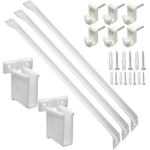 Uenhoy 30,5 cm Draht-Regalhalterungs-Set, 3 Stück Schrankstützen, 2 Stück Endhalterungen und 6 Stück Draht-Regal-Clips, Stützhalterung für Drahtregale mit Dübeln und Schrauben Uenhoy 30,5 cm Draht-Regalhalterungs-Set, 3 Stück Schrankstützen, 2 Stück Endhalterungen und 6 Stück Draht-Regal-Clips, Stützhalterung für Drahtregale mit Dübeln und Schrauben von Uenhoy