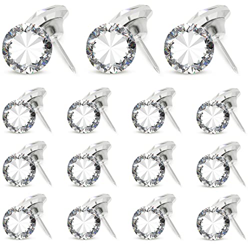 Uenhoy 30 Stück Kristall-Polsternägel, 2,5 cm (25 mm) Möbel-Polsternägel für Dekoration, Diamant-Kristall-dekorative Reißzwecken für Sofa, Kopfteil, Wanddekoration von Uenhoy