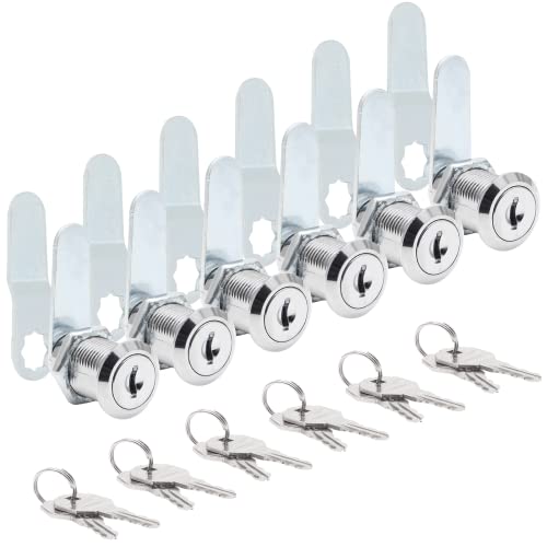 Uenhoy Nockenschloss-Set für Schubladen, Briefkasten, Werkzeugkasten, Wohnmobil, Aktenschrankschlösser mit Schlüssel, gleichschließend, 25 mm, 6 Stück von Uenhoy