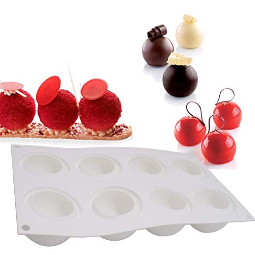Uenmay Silikon-Kuchen-Backform - Jelly Pudding Biscuit Chocolate CEANake Handgemachte Backform DIY-Form, 8 Löcher Big Spheric, weiß Uenmay Silikon-Kuchen-Backform - Jelly Pudding Biscuit Chocolate CEANake Handgemachte Backform DIY-Form, 8 Löcher Big Spheric, weiß von Uenmay