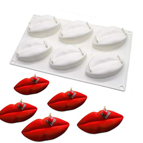 enduo Silikon-Kuchenform - Handgefertigte 3D-DIY-Form, 6-Loch-Lippenform, Weiß von Uenmay